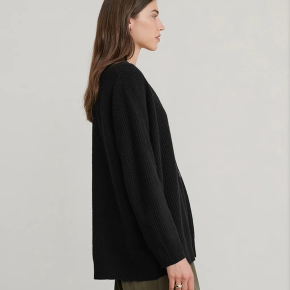 Jenni Kayne Cashmere Cocoon V Neck Button Knit Oversized Cardigan Sweater Black - Picture 3 of 10